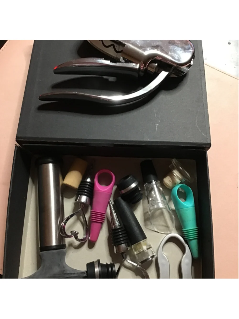 Wine Bar Accessories Set Silver Black